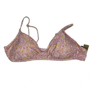 {J. Crew} "Eco Gathered Bikini Top in Beach Paisley" Adjustable Spaghetti Strap